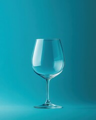 Fototapeta premium Beautiful wine glass on a blue background