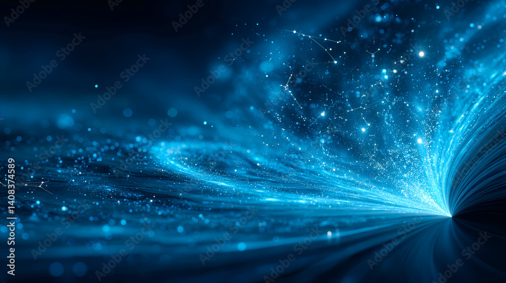 Poster a mesmerizing galaxy spiral unfolds within an open book, its illuminated pages radiating starlight