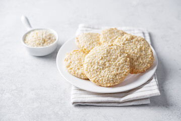 Sesame seeds cookies in a plate
