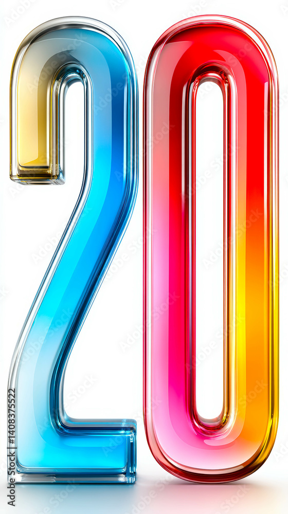 Poster vibrant and translucent numbers create a stunning display of pastel colors and gradients