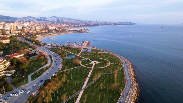 Suadiye District in Kadikoy. Istanbul, Turkey. Beautiful aerial view with drone shot.