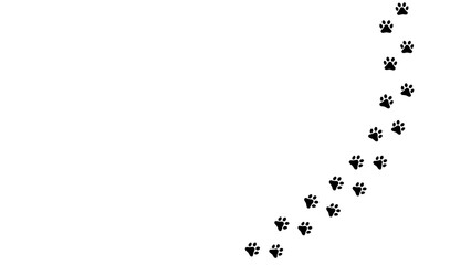 Path of bear footprints. Tracks of paw prints of bear, panda, grizzly bear. Silhouette. Bear trail....