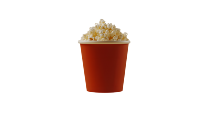 A delicious serving of popcorn in a vibrant red cup perfect for movie nights and snack craving
