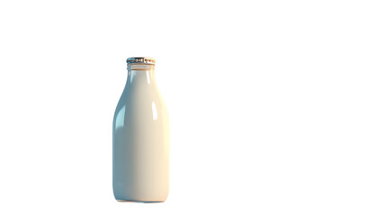 A glass bottle filled with milk isolated on a black background for versatile design applicatio