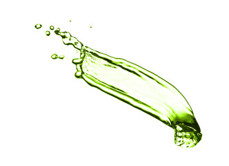 Splash of green water in air on white background