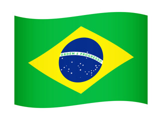 Brazil wavy flag illustration. Waving flag of Brazil transparation png