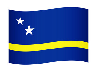 Curacao wavy flag illustration. Waving flag of Curacao transparation png