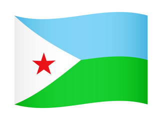Djibouti wavy flag illustration. Waving flag of Djibouti transparation png