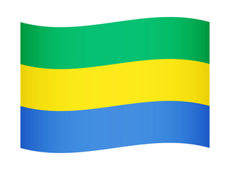 Gabon wavy flag illustration. Waving flag of Gabon transparation png