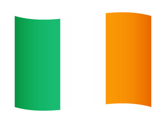 Ireland wavy flag illustration. Waving flag of Ireland transparation png