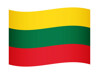 Lithuania wavy flag illustration. Waving flag of Lithuania transparation png