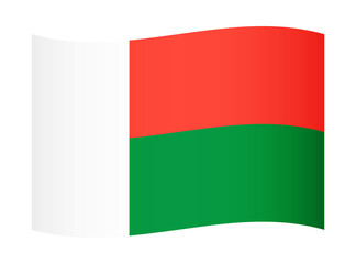 Madagascar wavy flag illustration. Waving flag of Madagascar transparation png