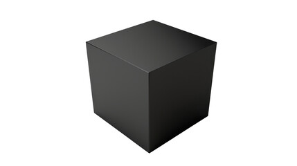 Fototapeta premium Simple black cube positioned on a white background showcasing minimalist design aesthetics and modern art concepts