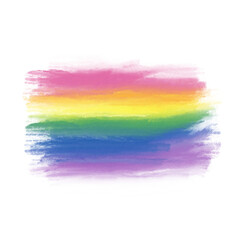 rectangle rainbow oil painted button, design element with smear effect