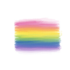 rectangle rainbow oil painted button, design element with soft stroke effect