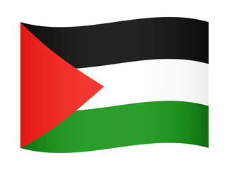 Palestine wavy flag illustration. Waving flag of Palestine transparation png