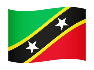 Saint Kitts and Nevis wavy flag illustration. Waving flag of Saint Kitts and Nevis transparation png