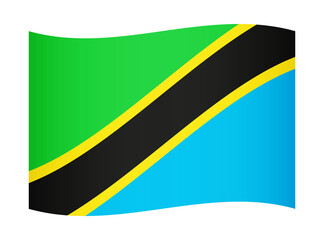 Tanzania wavy flag illustration. Waving flag of Tanzania transparation png