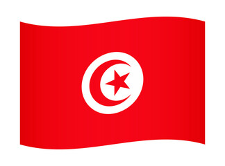 Tunisia wavy flag illustration. Waving flag of Tunisia transparation png