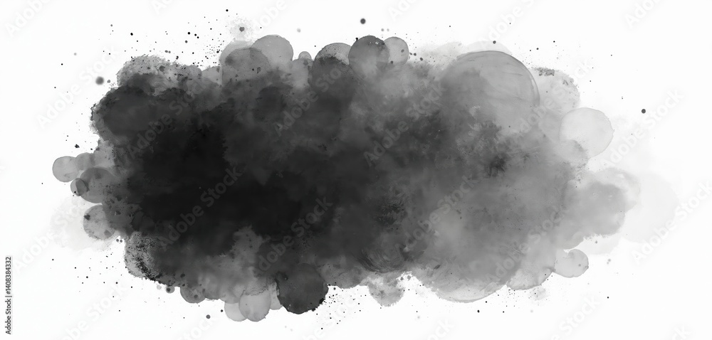 Poster abstract watercolor paint stroke background in black and gray shades. hand drawn artistic wet ink bl