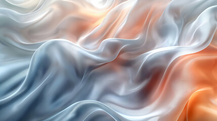 Fototapeta premium Peach/Silver Silk Texture Elegant Draped Fabric Background, Luxury Design Element.