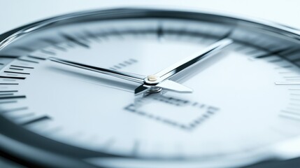 CloseUp of a Modern Clock Face with Sleek Hands and Roman Numerals for Timekeeping Design
