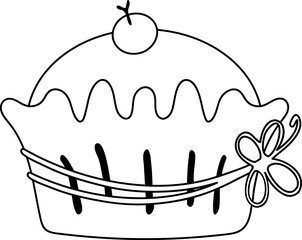Cupcake cake Icon vector - cartoon cute outline dessert with cherry