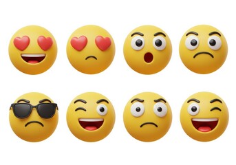 Diverse set of emoji faces representing various feelings, ideal for digital communication.