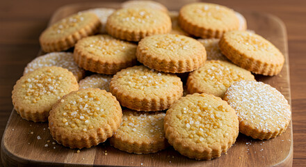 Golden Delicious Cookies Displayed Beautifully On A Wooden Rustic Tray
