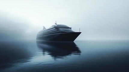 Fototapeta premium Foggy water dark ship