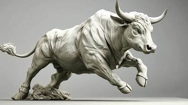 Charging Bull: A Majestic 3D Rendered Sculpture