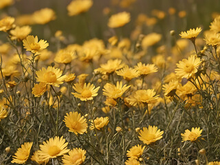 Sunny Yellow Wildflower Meadow in Spring