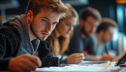 Collaboration among team members analyzing data during a brainstorming session in a cozy workspace filled with charts and graphs