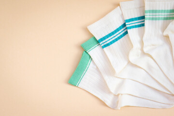 white socks on a plain background