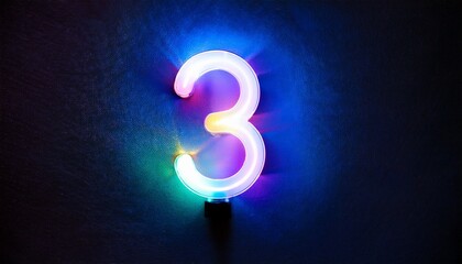 Number 3 glowing under blacklight;