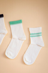 white socks on a plain background