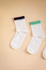 white socks on a plain background