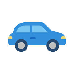 Blue car icon in a simple vector style on a white background