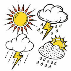 Comic Style Weather Icons in Pop Art Design