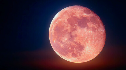 Obraz premium Witnessing the enchanting pink moon during the rare triple conjunction of celestial events