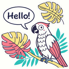 Pop Art Parrot Winking with Speech Bubble