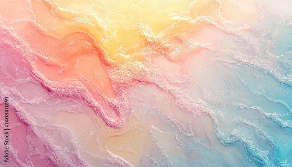 Aufkleber soft pastel clouds fill the sky at dawn, creating a tranquil and serene atmosphere over the horizon 