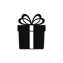 Gift Box Icon In Flat Vector Style On White Background  