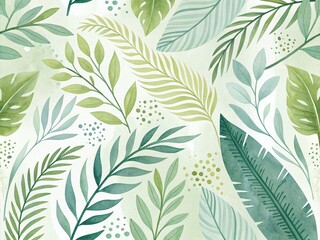 Elegant patterns of green foliage in soothing hues of mint, sage, and lime