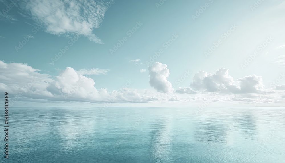 Poster majestic clouds illuminated by the soft hues of sunrise over a vast sky, capturing the tranquility o