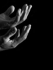 Praying to God with hands together stock image stock photo