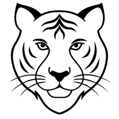 Tiger Face Line Art Vector Illustration | Minimalist Wild Cat Sketch | Hand-Drawn Tiger Head Outline | Fierce Jungle Animal Artwork | Elegant Wildlife Design for Logos, Tattoos, Prints, and Digital Pr