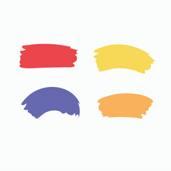 Set of colorful brush strokes, lines, hand painted design elements, Rough grunge edges. Artistic brushes.