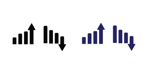 Fototapeta premium Growing graphic icon set. Outline and glyph graph bar. Profit chart graphic set