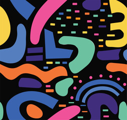 Fun colorful seamless pattern collection. Creative abstract geometric shape background for children or trendy design 